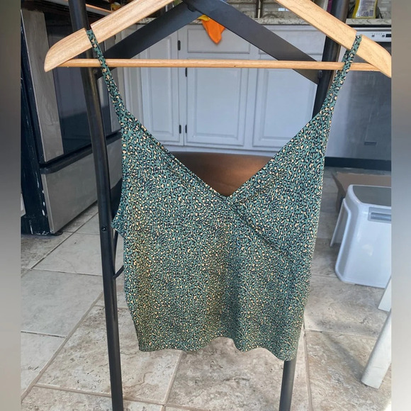 Urban Outfitters Tops - NWT Urban Outfitters || Green Cheetah Print tank top W/ faux wrap.